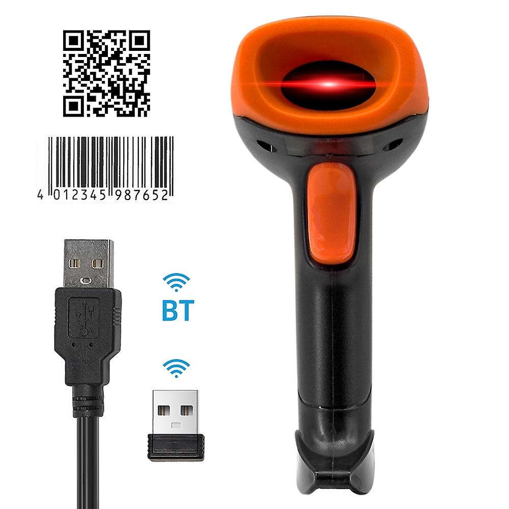 Handheld 1D/2D/QR Barcode Scanner BT+2.4G Wireless USB Wired Bar Code Reader Manual / Continuous Sca