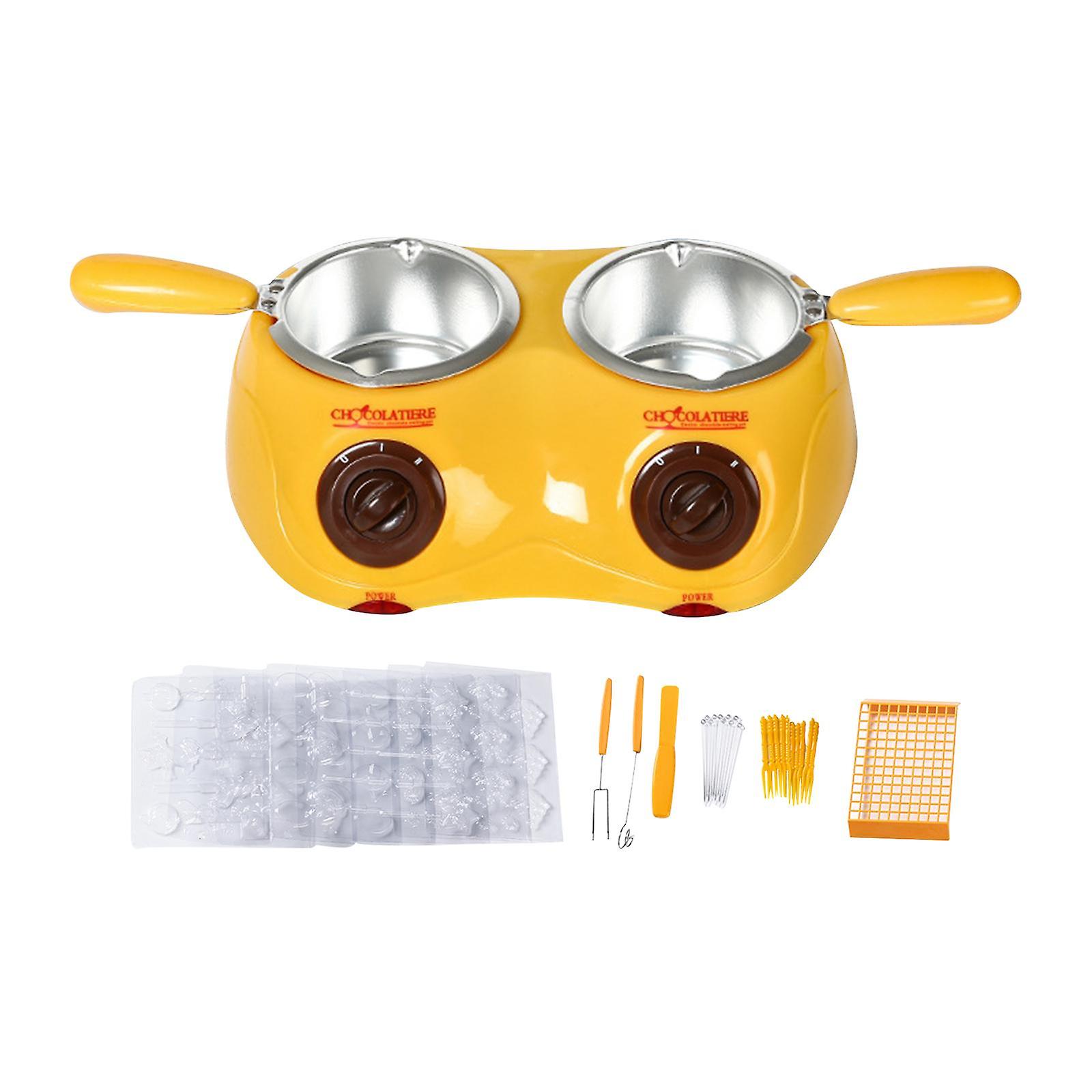 Double Pot Electric Hot Pot Chocolate Melting Pot Convenient Easy to Use Electric Chocolate Fondue Furnace Machine for Cheese