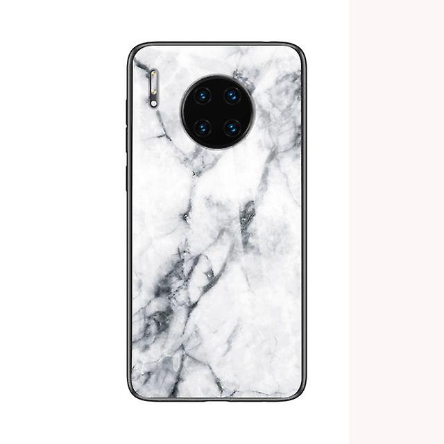 Marble Shockproof Tempered Glass Case for Honor 9 Lite - White