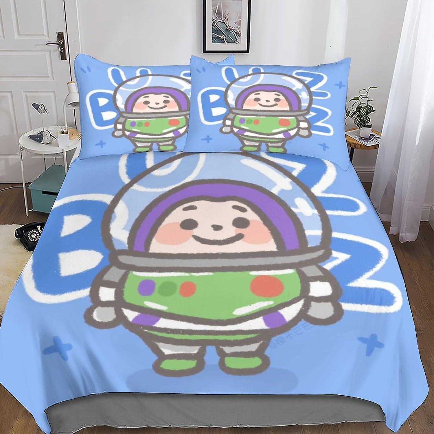 EKENOZ Buzz Lightyear Duvet Cover Set 3D Bedding Sets Microfibre animated character Quilt Cover with Zipper Closure 3 Pieces Set Comforter Cover Doubl