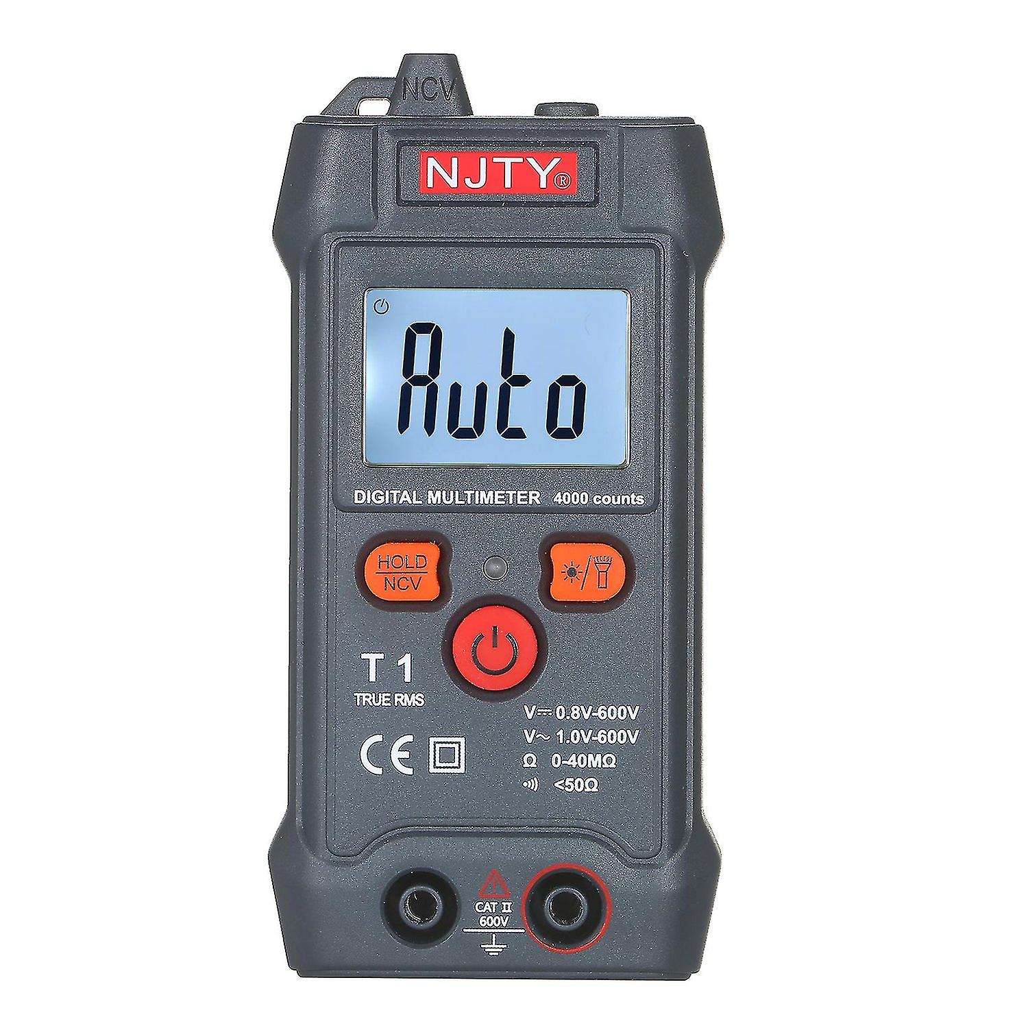 NJTY Palm-size LCD Digital Multimeter Auto Range NCV 4000 Counts True RMS Smart Universal Tester 600
