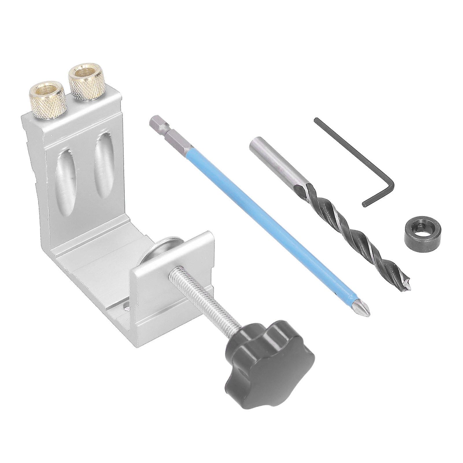 15° Oblique Hole Locator Positioner Woodworking Hole Jig Dowel Drill Kit Carpentry AccessorySilver Gray