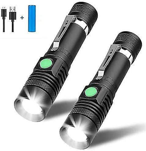 Led Flashlight, Usb Rechargeable Flashlights, Led Flashlight Extremely Bright 2PCS