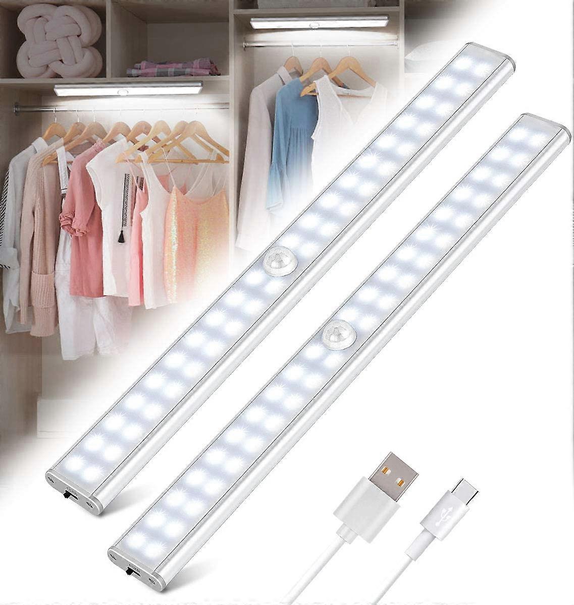 Lampe de Placard 40 LED, Sans Fil, Rechargeable par USB, Aimant, Dtecteur de Mouvement, 4 Modes dclairage, Portable. Lumire de Placard, Baladeuse de S