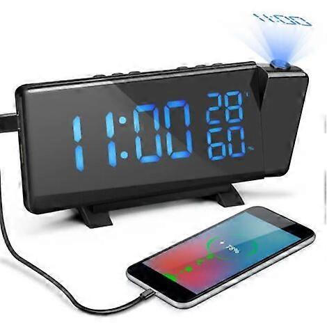New projection alarm clock - FM digital clock radio with adjustable brightness and two alarms - Temperature, Hygrometer