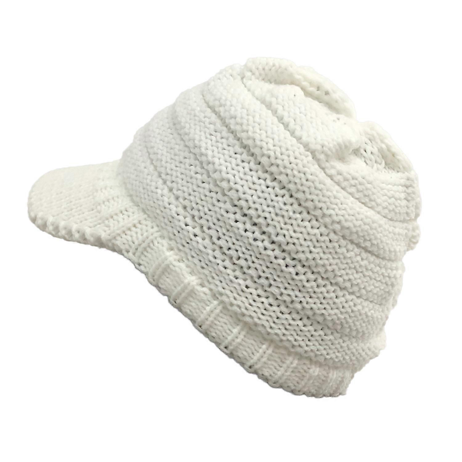 Women's winter knitted cap warm cotton hat white
