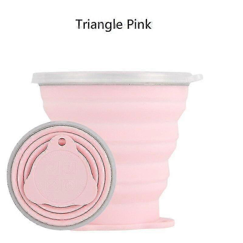 water bottle 320ml foldable silicone triangle)folding drinking pink