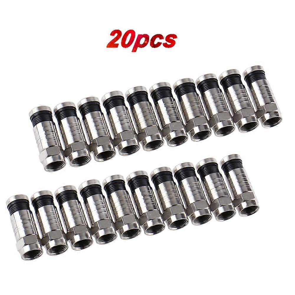 20pcs RG6 Compression Connectors Waterproof Connection F Compression Connector Coax Cable Coaxial Compression Tool