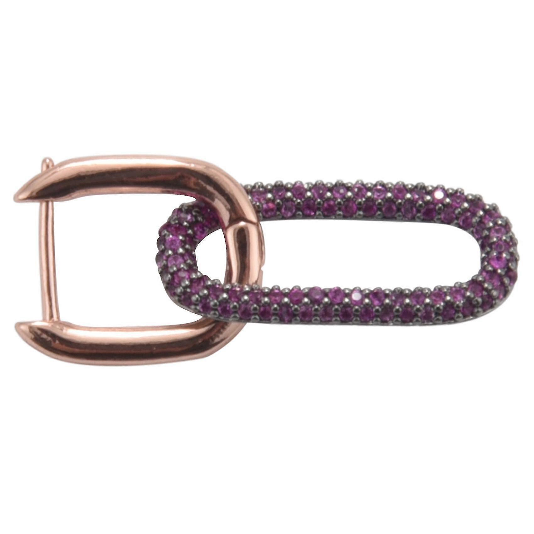 Forma de cadena Rhinestone Single Hoop Pendientey Joyería Bicolor