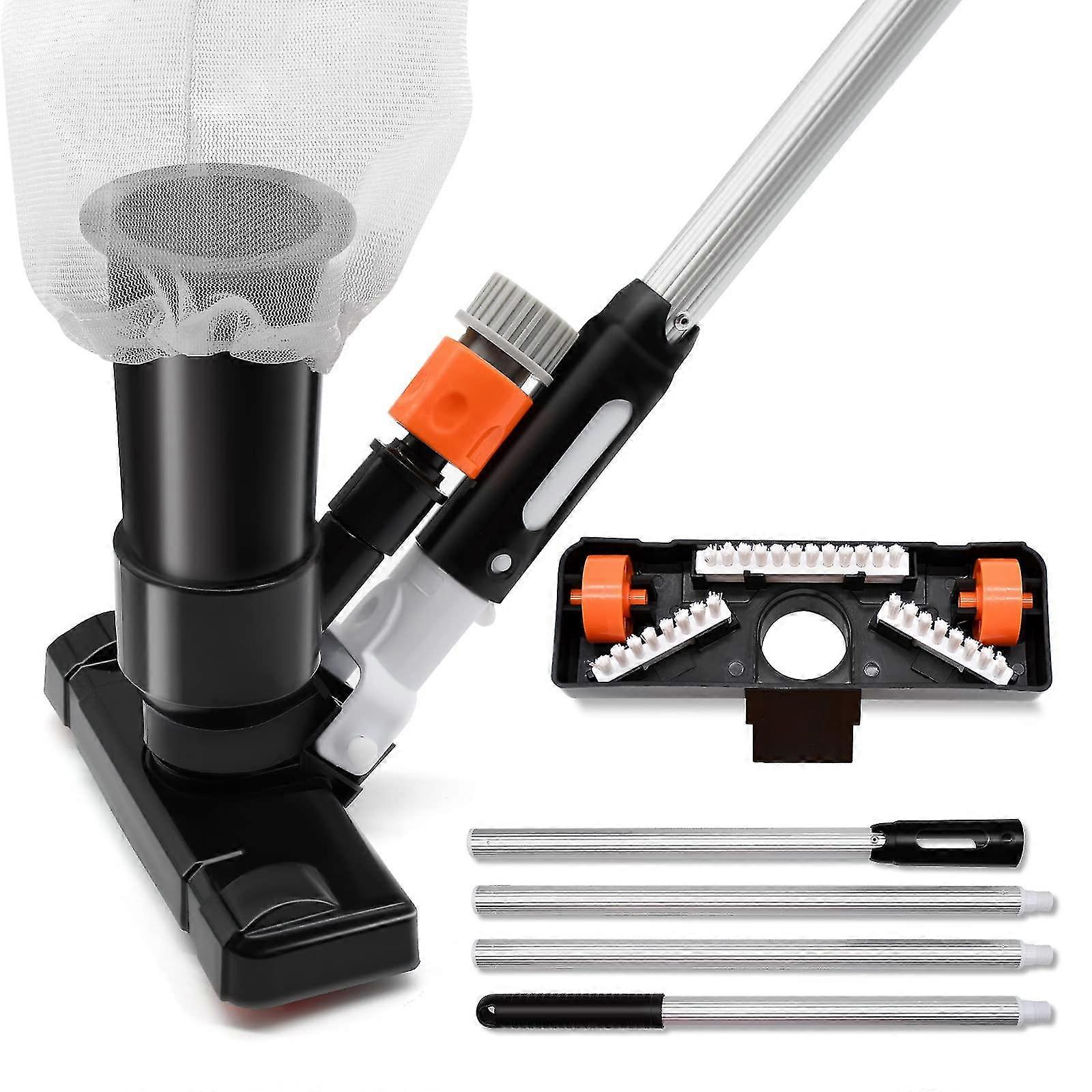 Black Cleaner With Four-section Pole 1.6 Metershandheld Pool Vacuum Above Ground - Portable Swimming Pool Jet Cleaner, Pool Leaf Vacuum Cleaning Kit W
