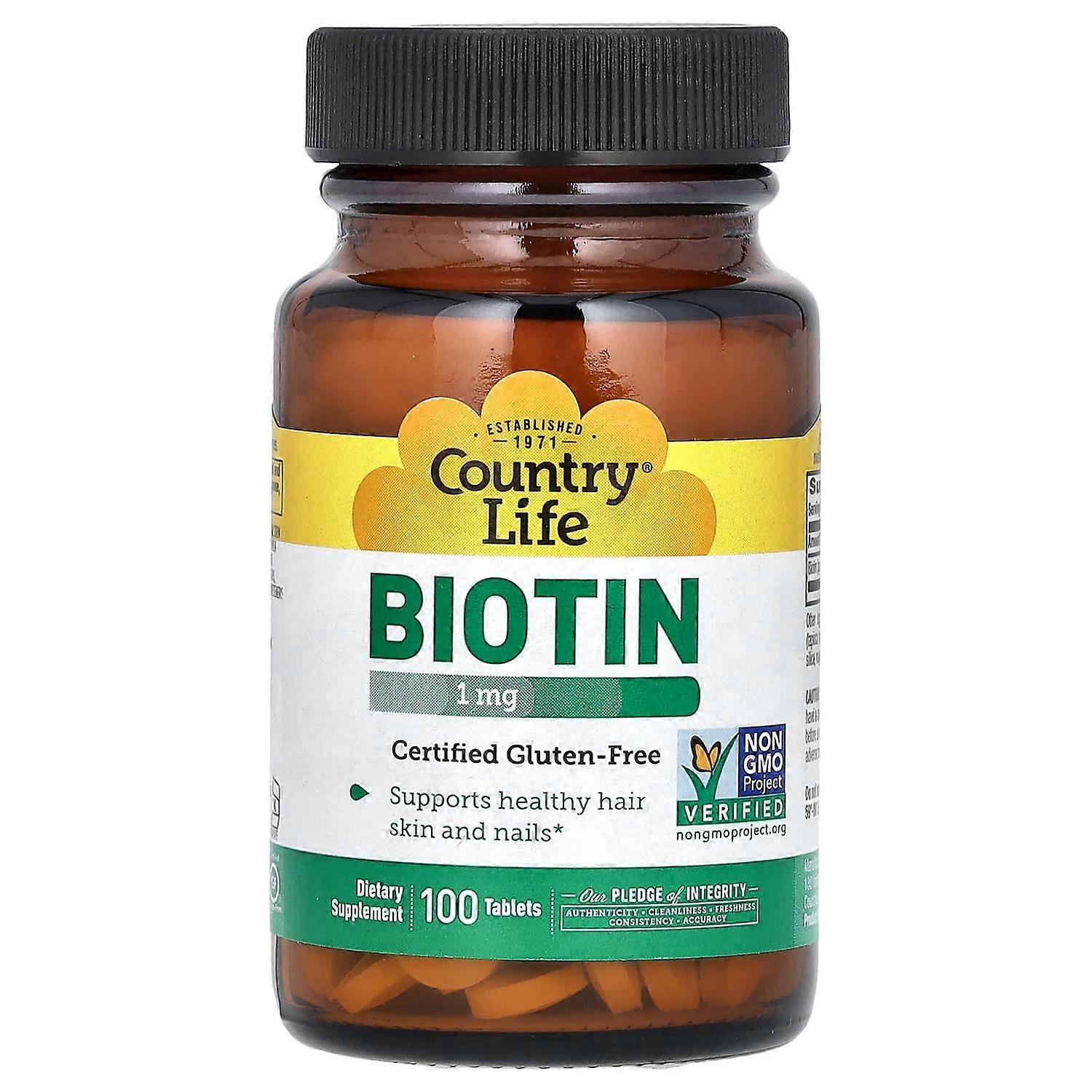 Country Life, Biotin, 1 mg, 100 Tablets