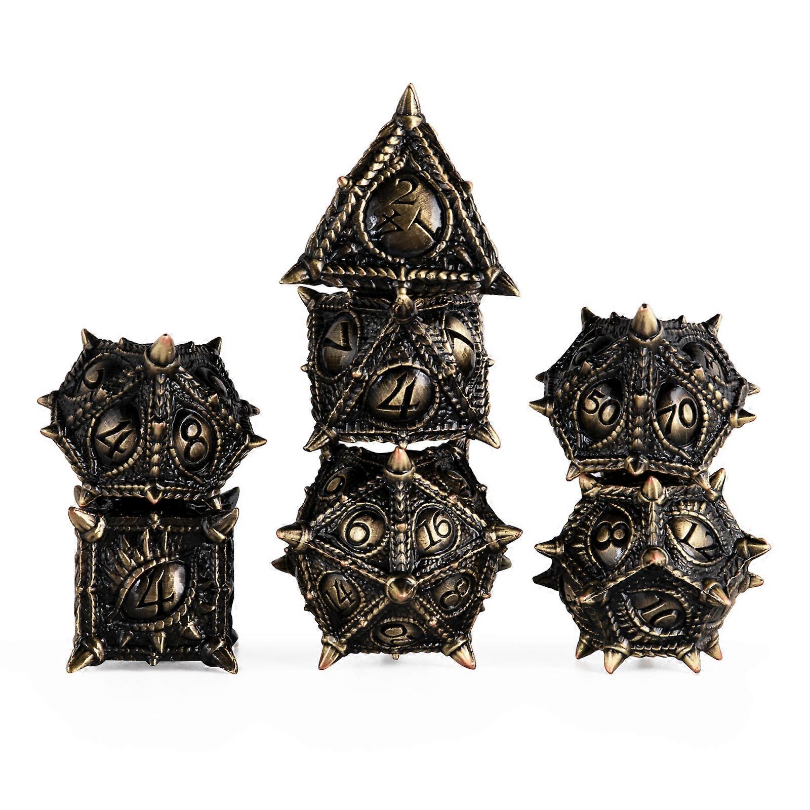 Dnd Dobbelstenen Set 7 stuks Veelvlakkige Metalen Dobbelstenen Voor Dungeon And Dragons Bordspel Dice D & D Dobbelstenen Set Dnd Game Brons Bloed Dobbelstenen D20