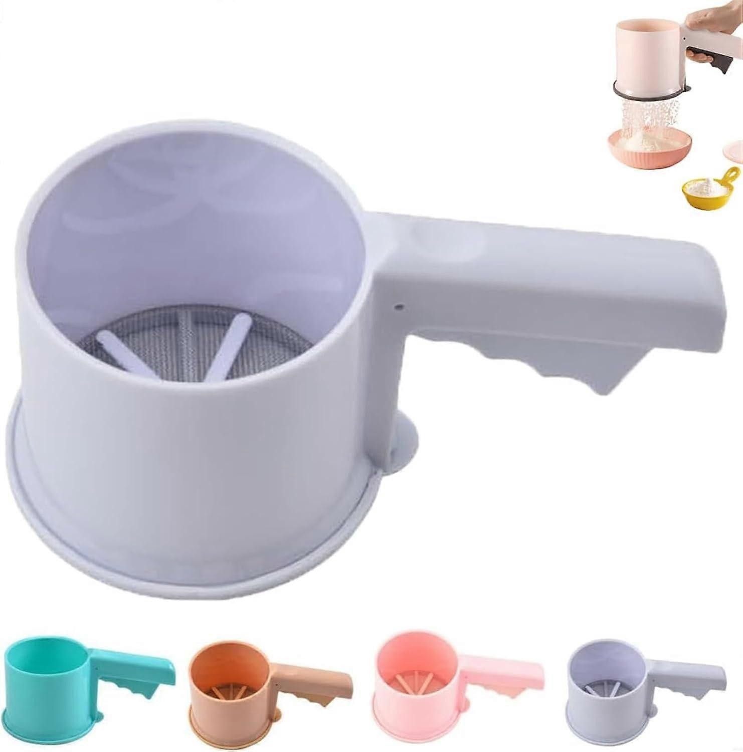 Ultra-Precision Automatic Flour Sifter for Baking, Handheld Icing Sugar Strainer Cup, Convenient Household Flour Filter(White)