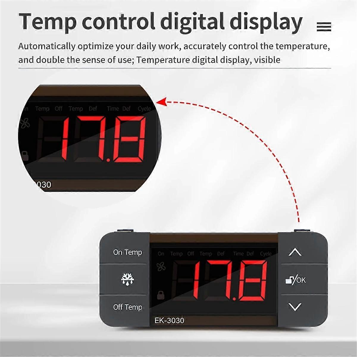 Digital Temperature Controller 220V Cool Heat Switch Refrigerator Refrigeration Defrost Thermostat
