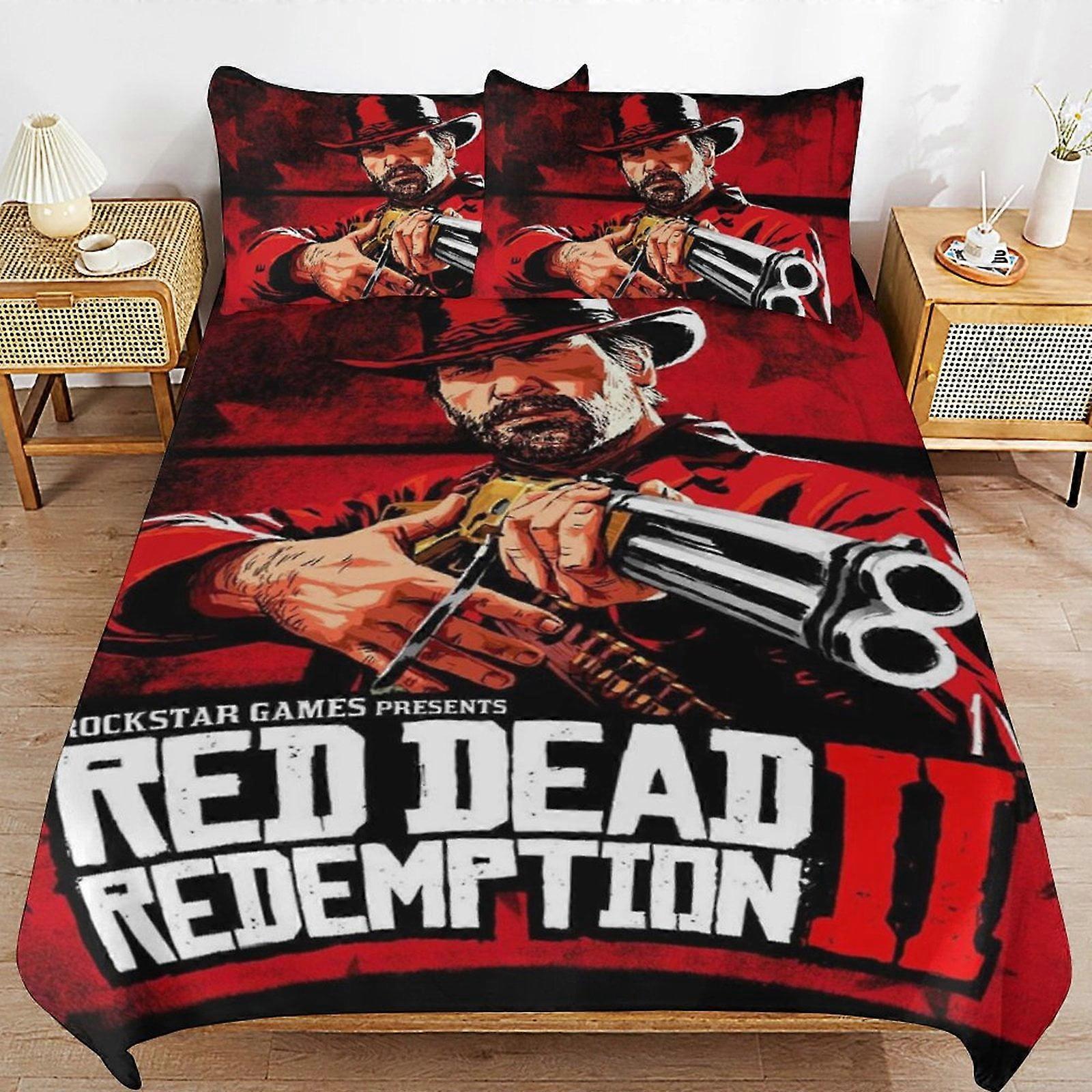 x104 Red Dead Redemption Comforter Set 3 Pieces Quilt Cover Set Soft Bedding Sets for All Seasons (1 Comforter 2 Pillowcases) hb104