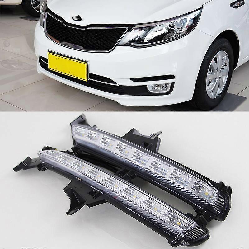 Car Flashing 2Pcs For KIA RIO K2 2015 2016 Super Bright Car Styling DRL Daytime Running Light Fog Lamp Modification Turn Signals