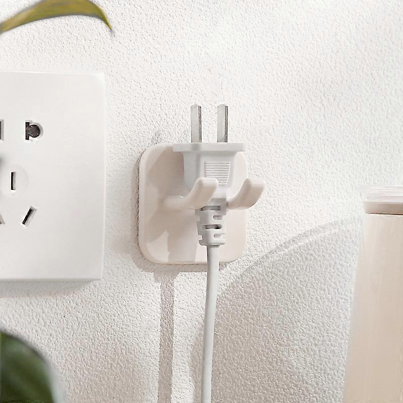 Plug Hook Punch-Free Strong Power Transparent Paste Wire Kitchen Socket Storage Rack Solid Color