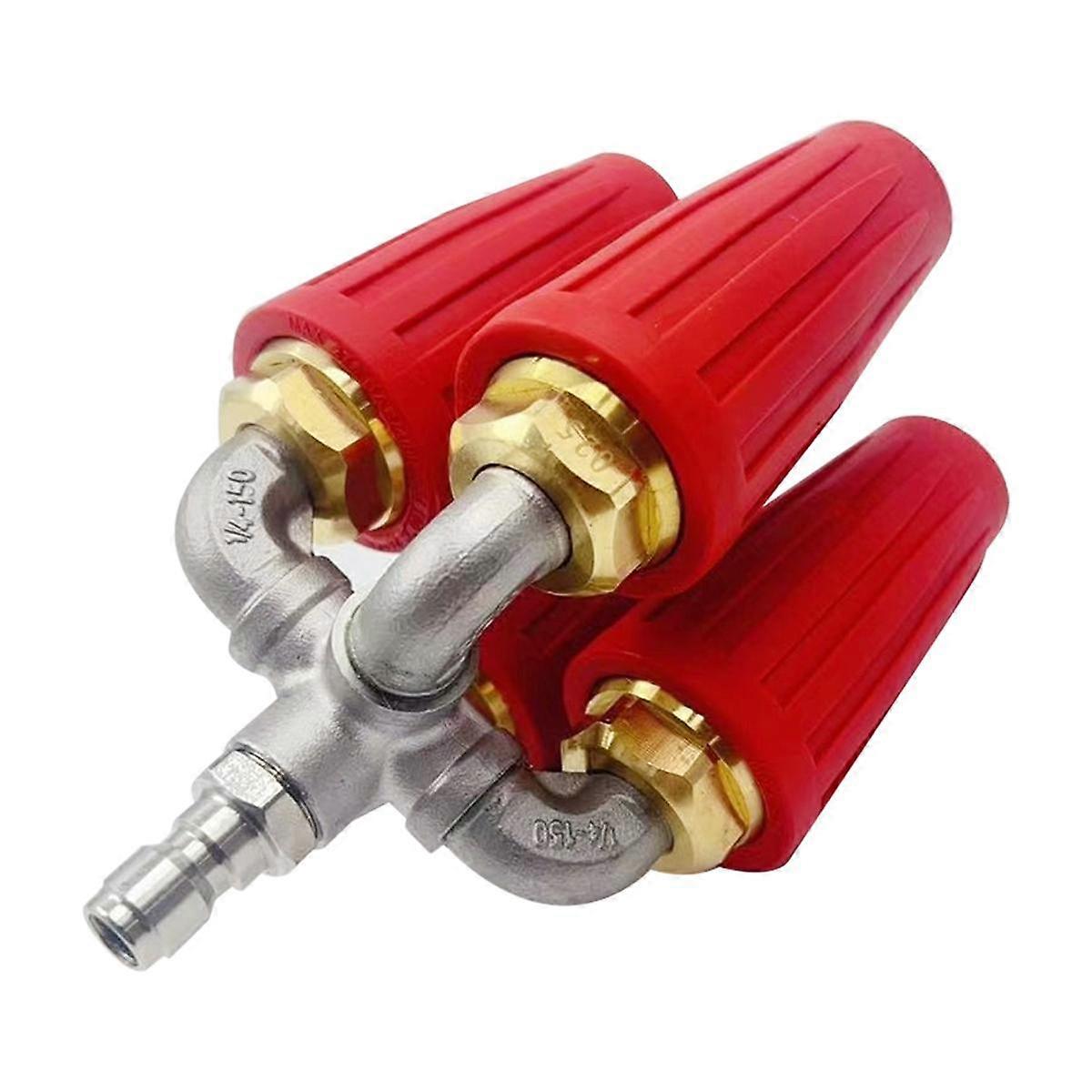 4-In-1 Turbine Nozzle Pressure Washer,2.0 Orifice Quadruple,360 Swivel Turbine Nozzle,1/4inch Quick Connector,Red
