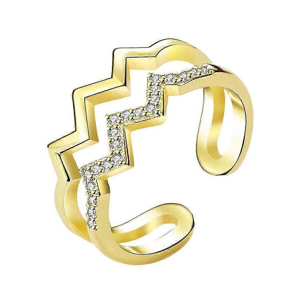 To Daughter - Highs And Lows Double Wave Adjable Open Rings Women