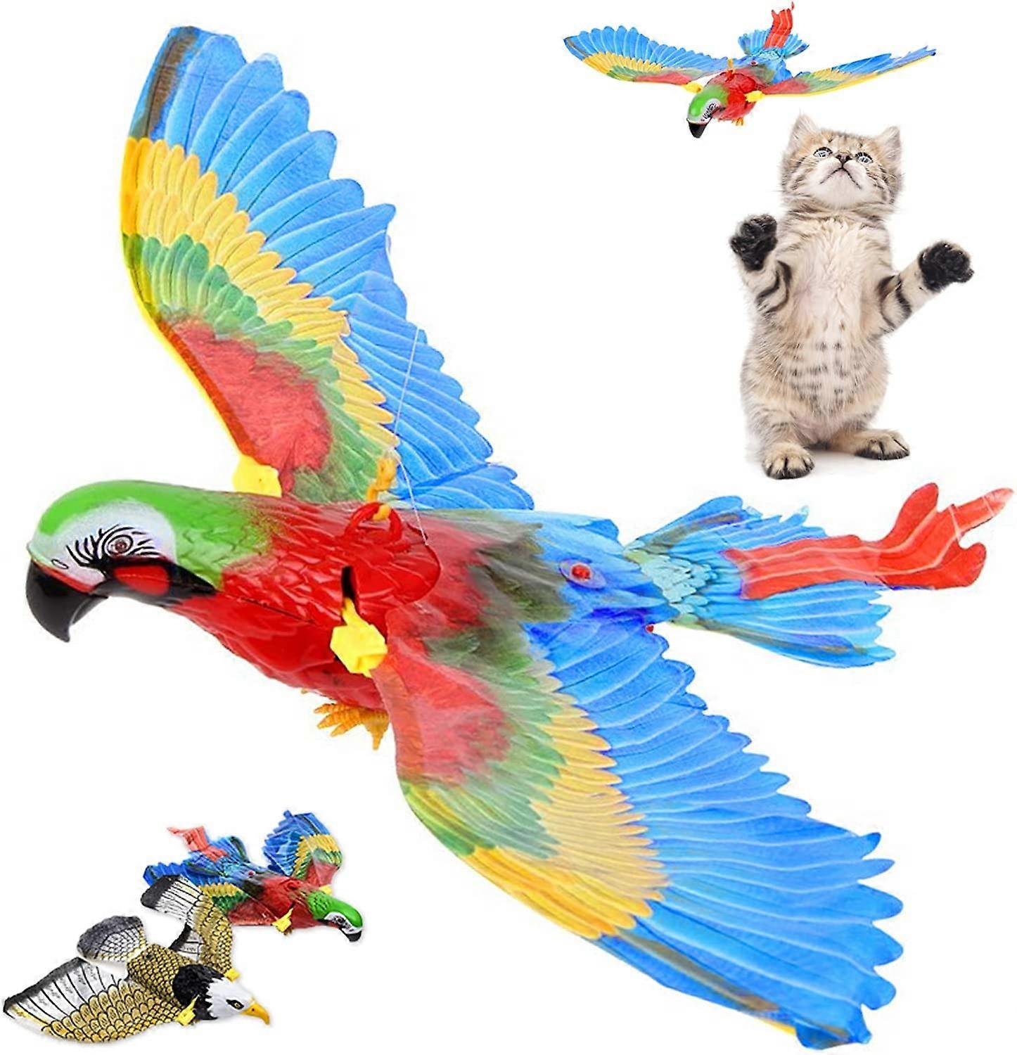 Flying Bird Cat Toy, Simulation Bird Interactive Cat Toy, Hanging Cat Toy, Automatic Cat Toy for Indoor Cats, Electric Toy Bird for Cats (Parrot)