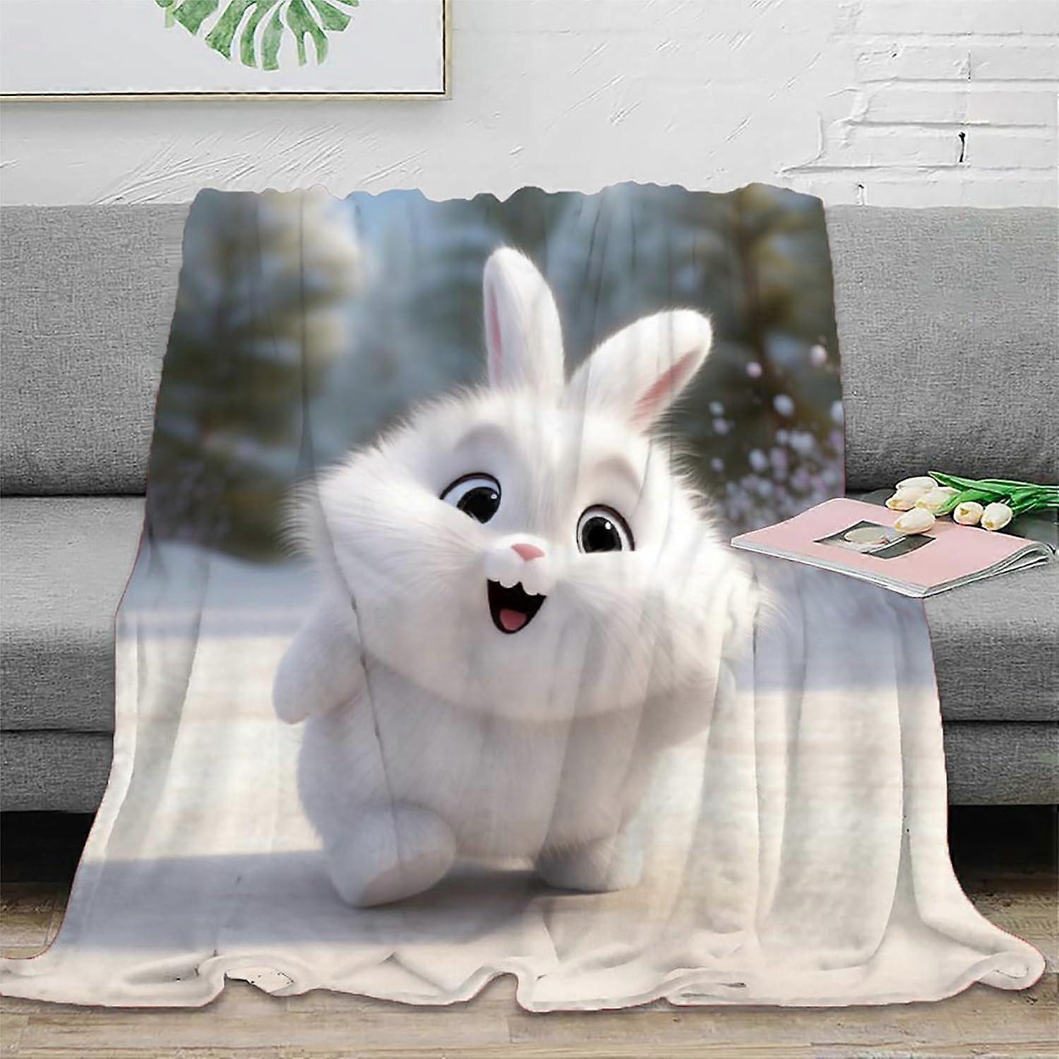 Cute Bunny Rabbit Blanket, 3D Digital Print Blanket, Flannel Blanket, Soft Cosy Blanket, Sofa Blanket For Kids Adults-ASDF69