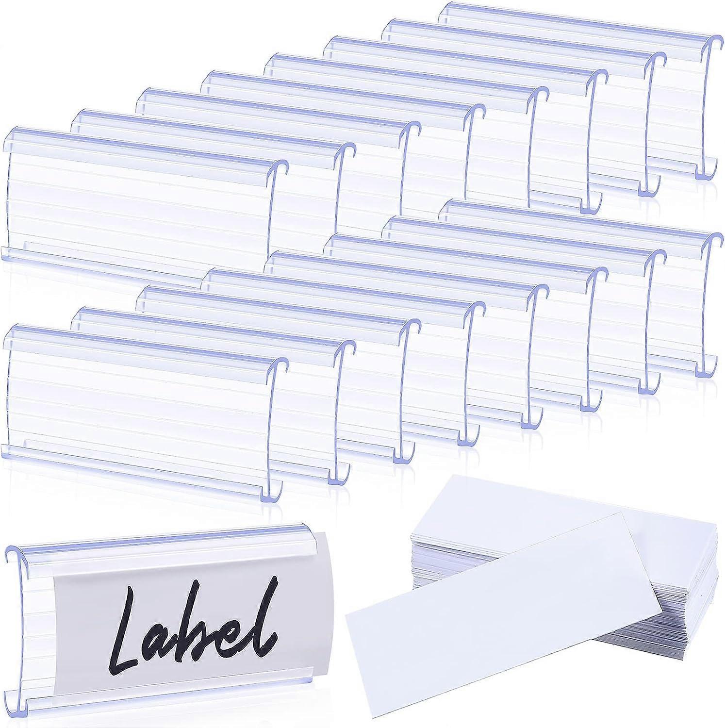 100 Piece Wire Rack Label Rack Wire Rack Tag Rack Plastic Shelf Label for Wire Rack Metro Shelf Clip Shelf Tag Clip with Label Paper Insert Compatible