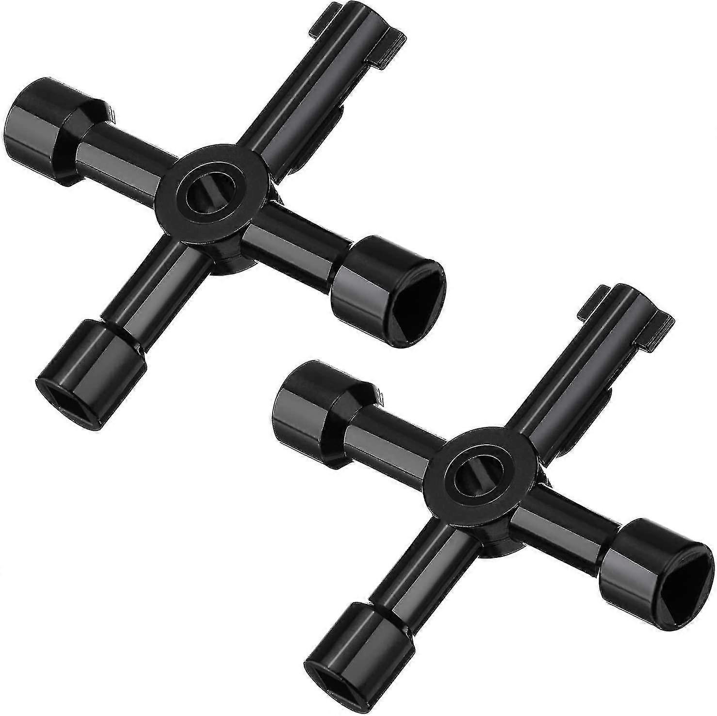 2 Pack Electric Cabinet Keys Gas Meter Keys Utility 4-way Keys For Multi-application (black)