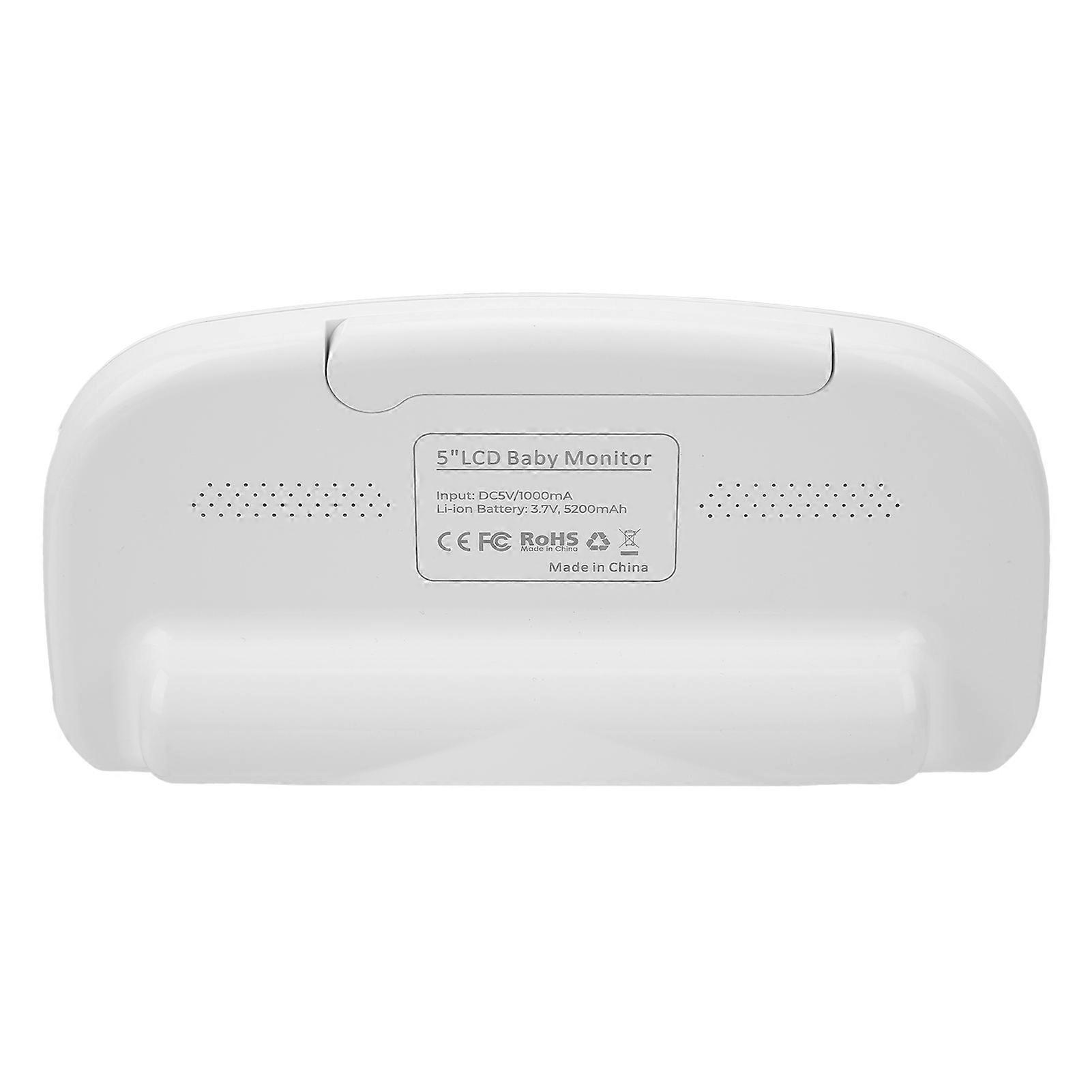 5in TFT Display Baby Monitor 1080P PTZ Camera Music Night Vision Temperature Detect 2 Way Audio 100240VUS Plug