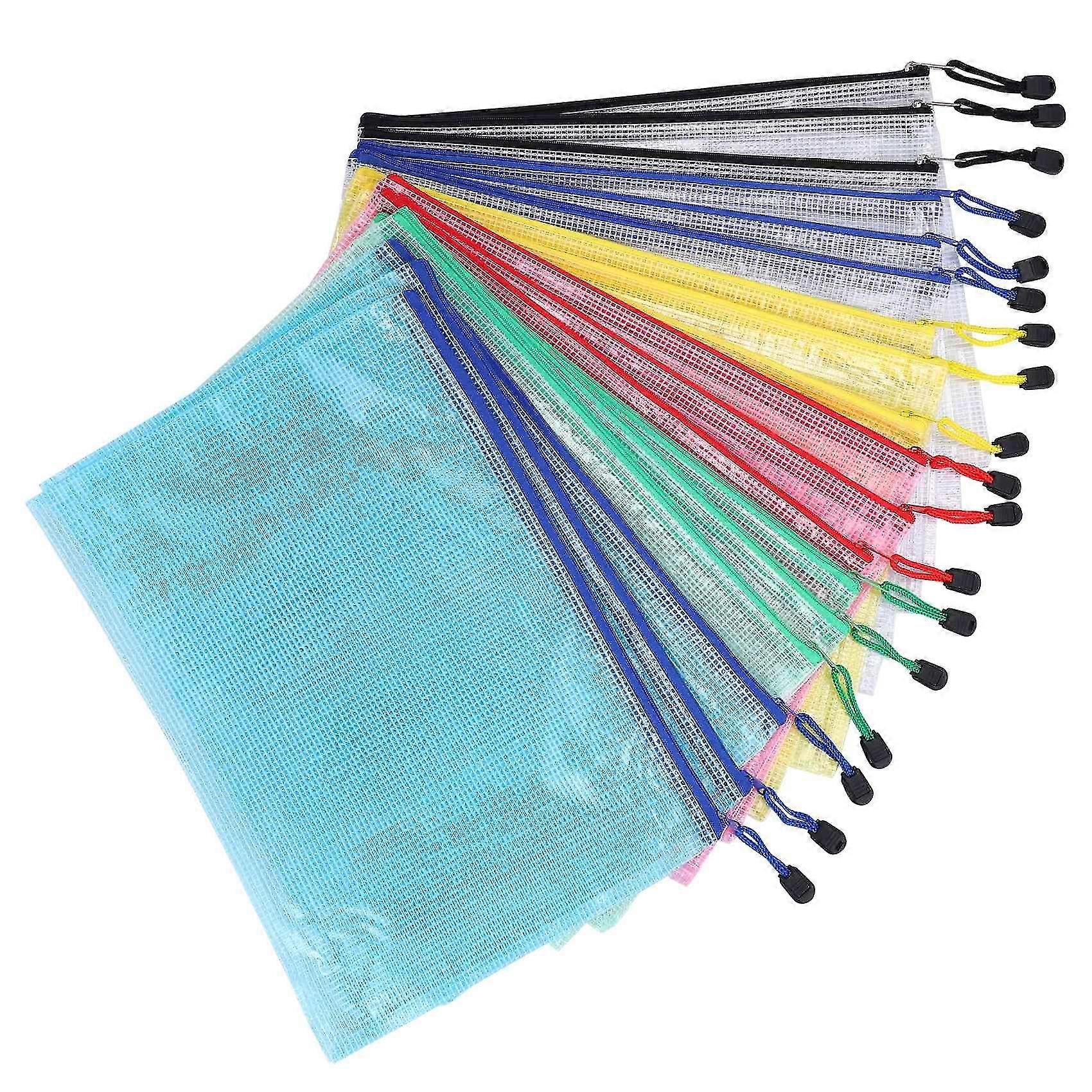 18pcs Plastic Mesh Zip Document Holder, Letter Size Waterproof Document Pouch For School Office Sup