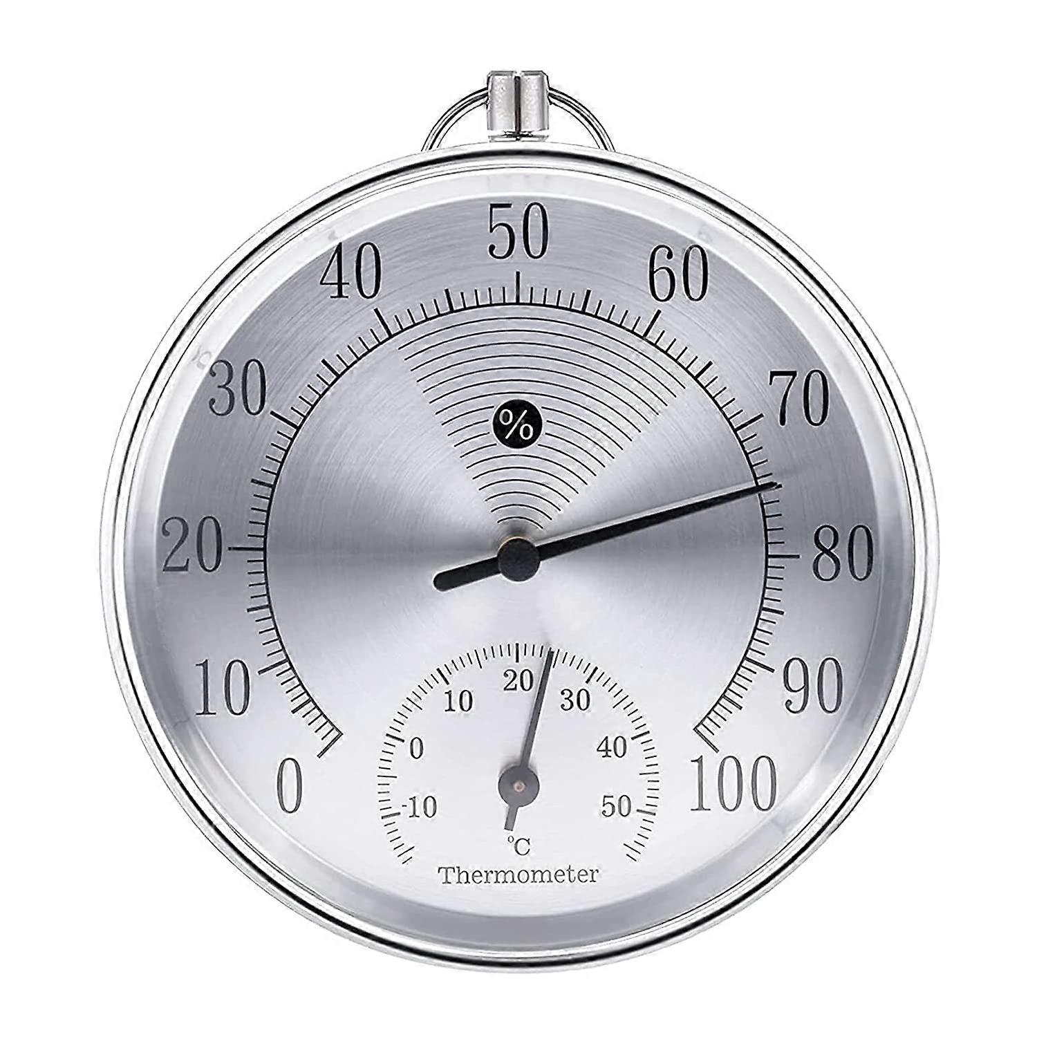 Outdoor Thermometer,10cm Wireless Wall Mounted Analog(Silver)