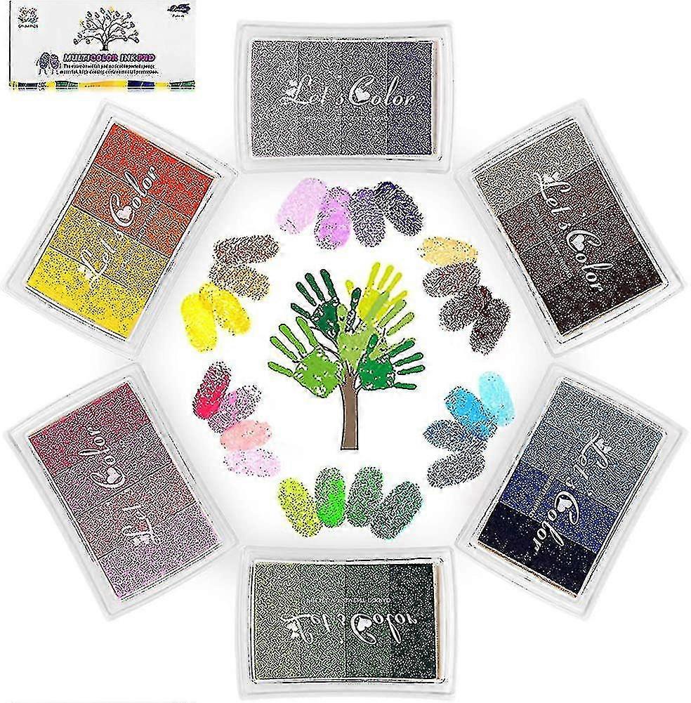 24 Colors Ink Pad Set, Fingerprint Ink Pad Nontoxic Washable Ink Stamp Pad_h