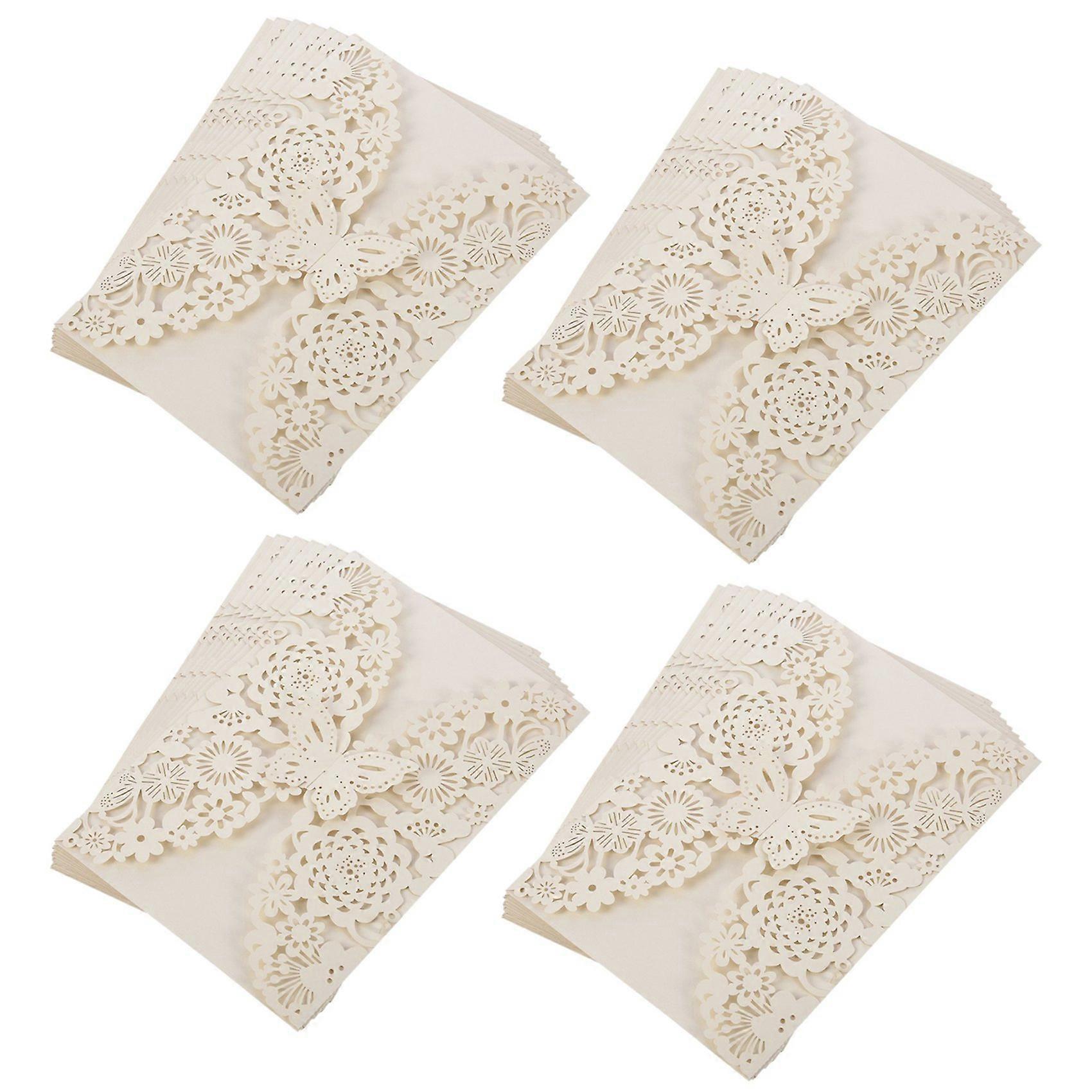 40Pcs/Set Delicate Carved Butterflies Romantic Wedding Party Invitation Card Envelope Invitations:I