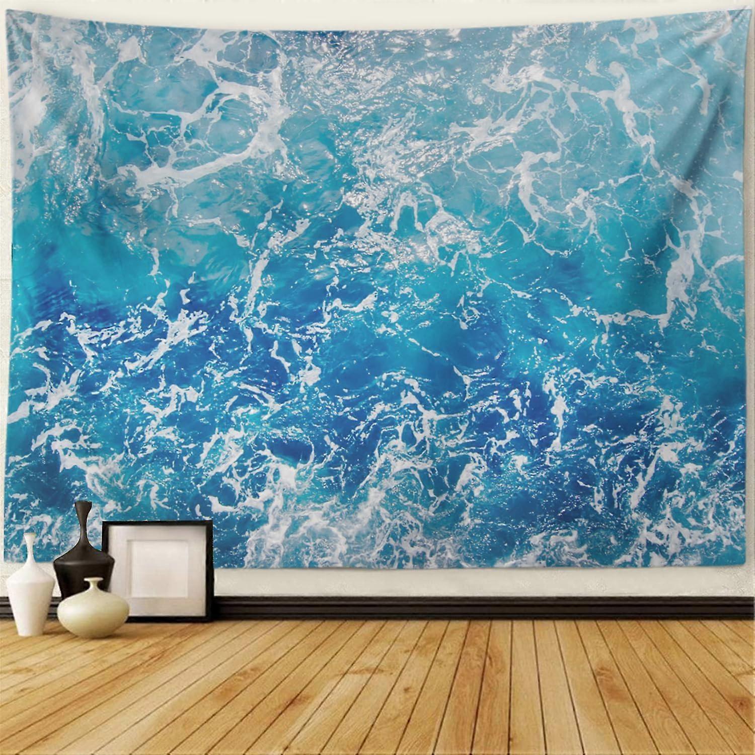 نسيج الجدار الأزرق الأزرق الأزرق سطح مياه البحر بالرصاص مفتوح المحيط تصفح مجردة نسيج عميق بحري معلق الجدار ديكور نسيج لغرفة النوم المعيشة