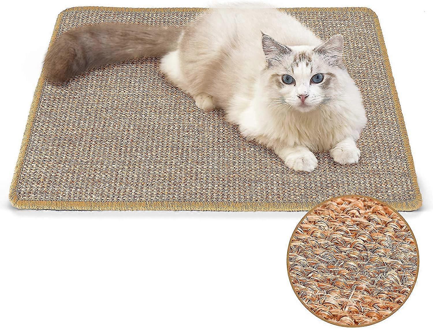 EVAGO Cat Scratcher Mat, 23.6 X 15.7 Inch Natural Sisal Cat Scratch Mats, Horizontal Cat Floor Scratching Pad Rug, Protect Carpets And Sofas