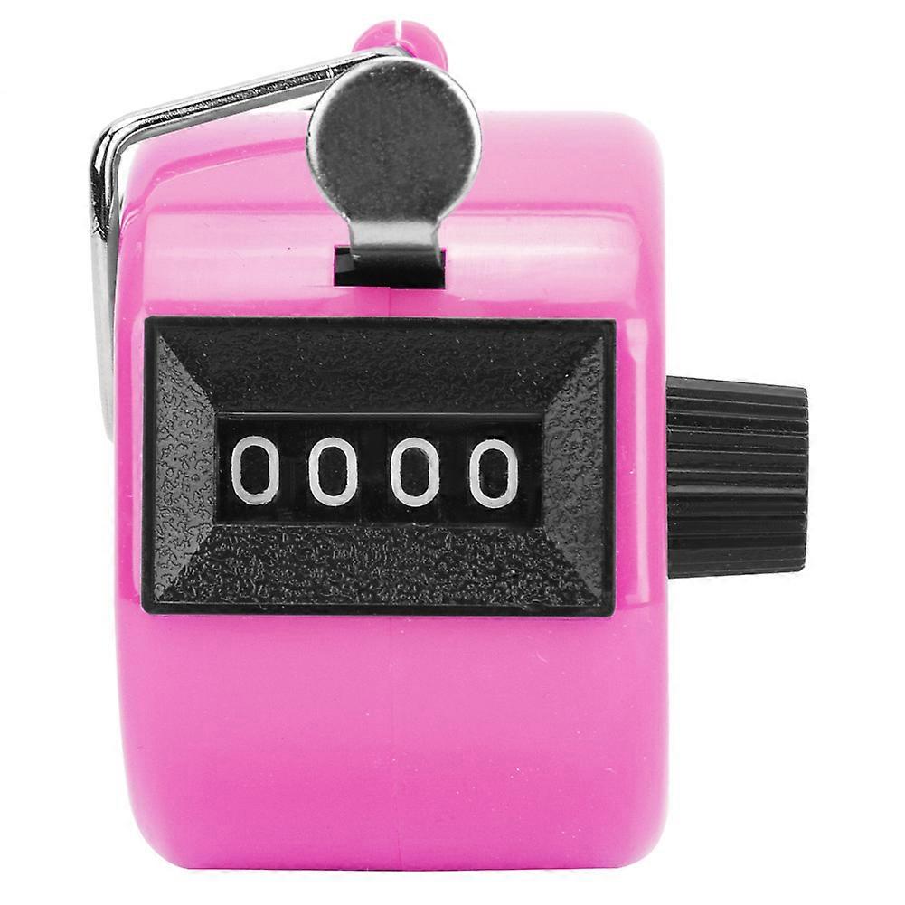 BERM Hand Tally Counter 4-Digits Plastic Knob Reset Handheld Counting Tool with HookPink