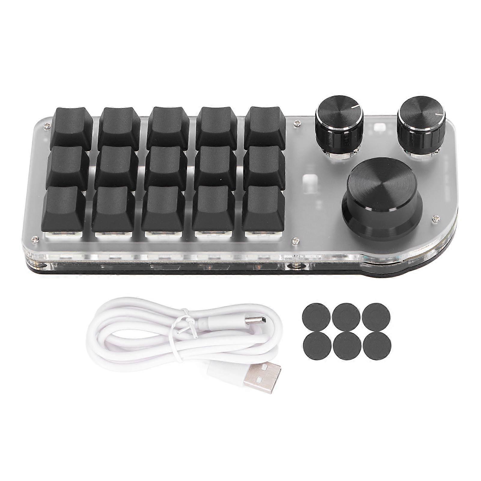 15 Keys 3 Knobs Programmable Keypad Wired USB Wireless Bluetooth Blue Switch Mini Macro Mechanical Gaming Keyboard