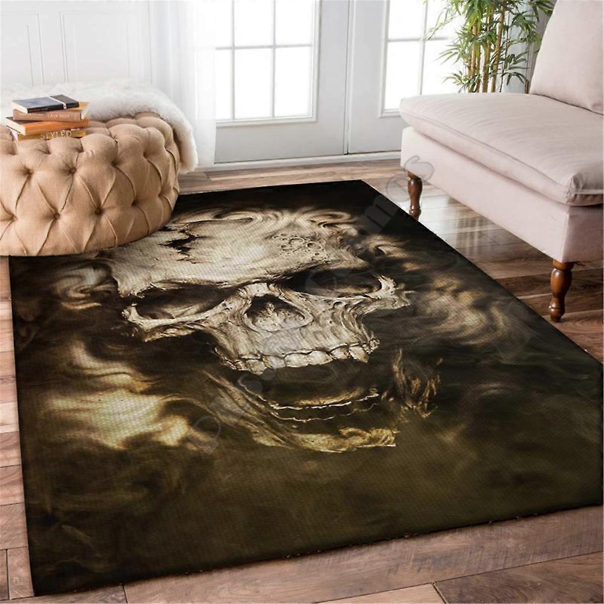 Redkid Fleurs Crâne Tapis 3D Tapis Imprimé Tapis Salon Flanelle Chambre Tapis De Sol Antidérapant 01