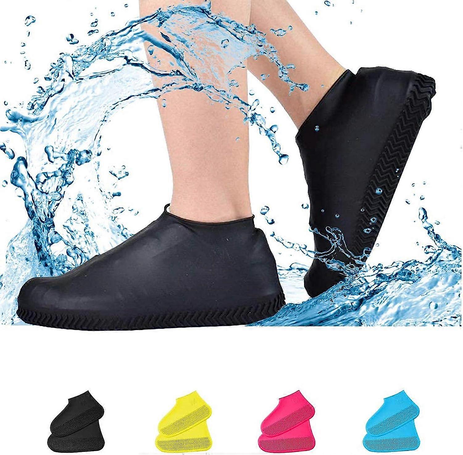 أغطية أحذية مقاومة للماء ، أحذية غير قابلة للانزلاق مقاومة للماء واقيات غطاء حذاء المطر من مطاط السيليكون للأطفال والرجال والنساء