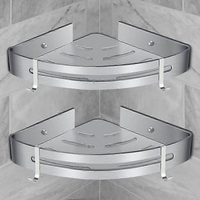 Ripiano doccia angolare, ripiano bagno senza foratura Cestello doccia contenitore in alluminio adesivo doccia Caddy Shampoo Organizer (triangolo, 2...
