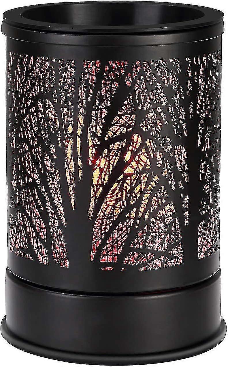 Fragrance Wax Melts Warmer With 7 Colors Led Changing Light Classic Black Forest Design Scent Oil Candle Warmer