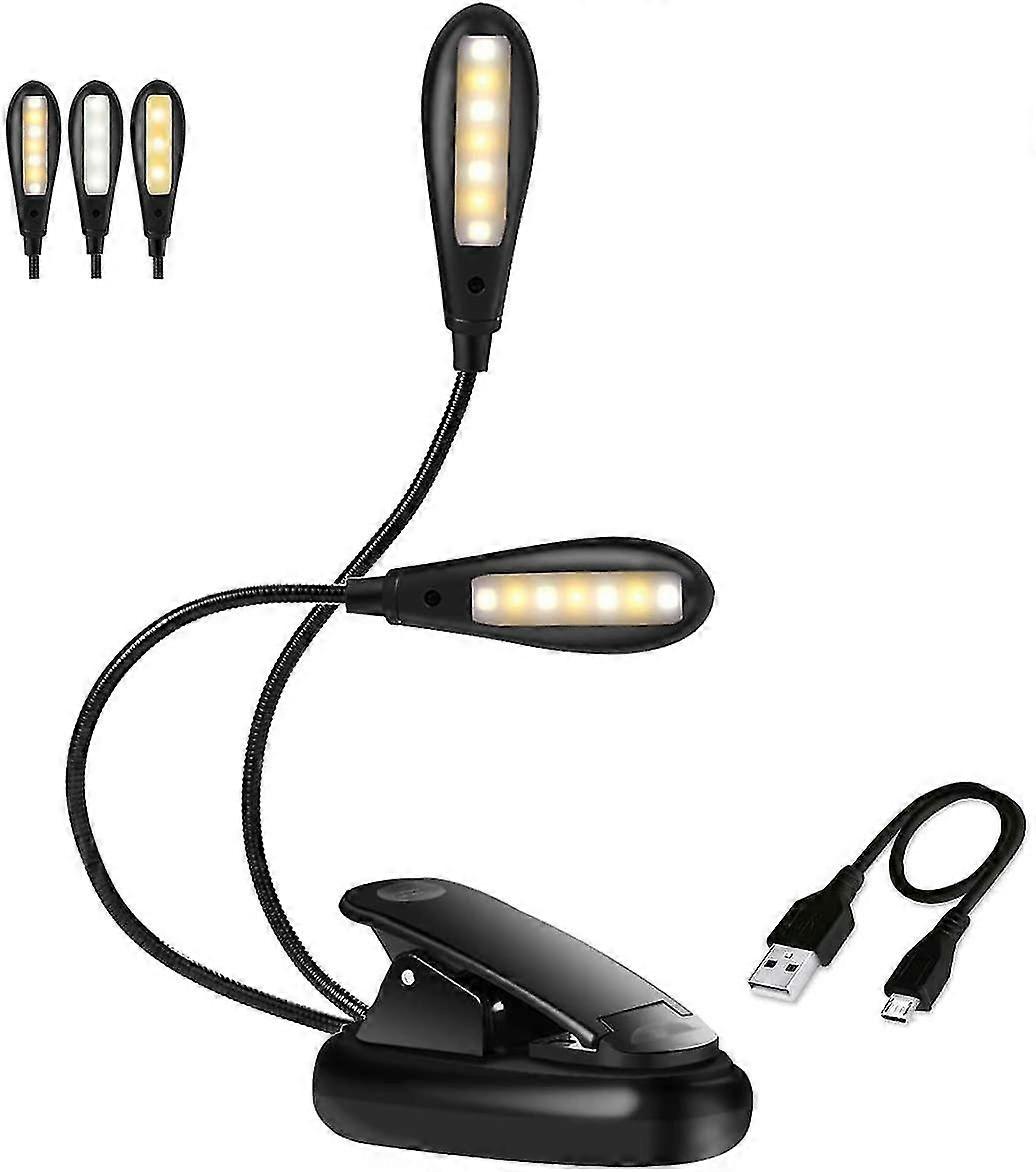 Reading Light With Clip Rechargeable Adjustable Brightness Flexible