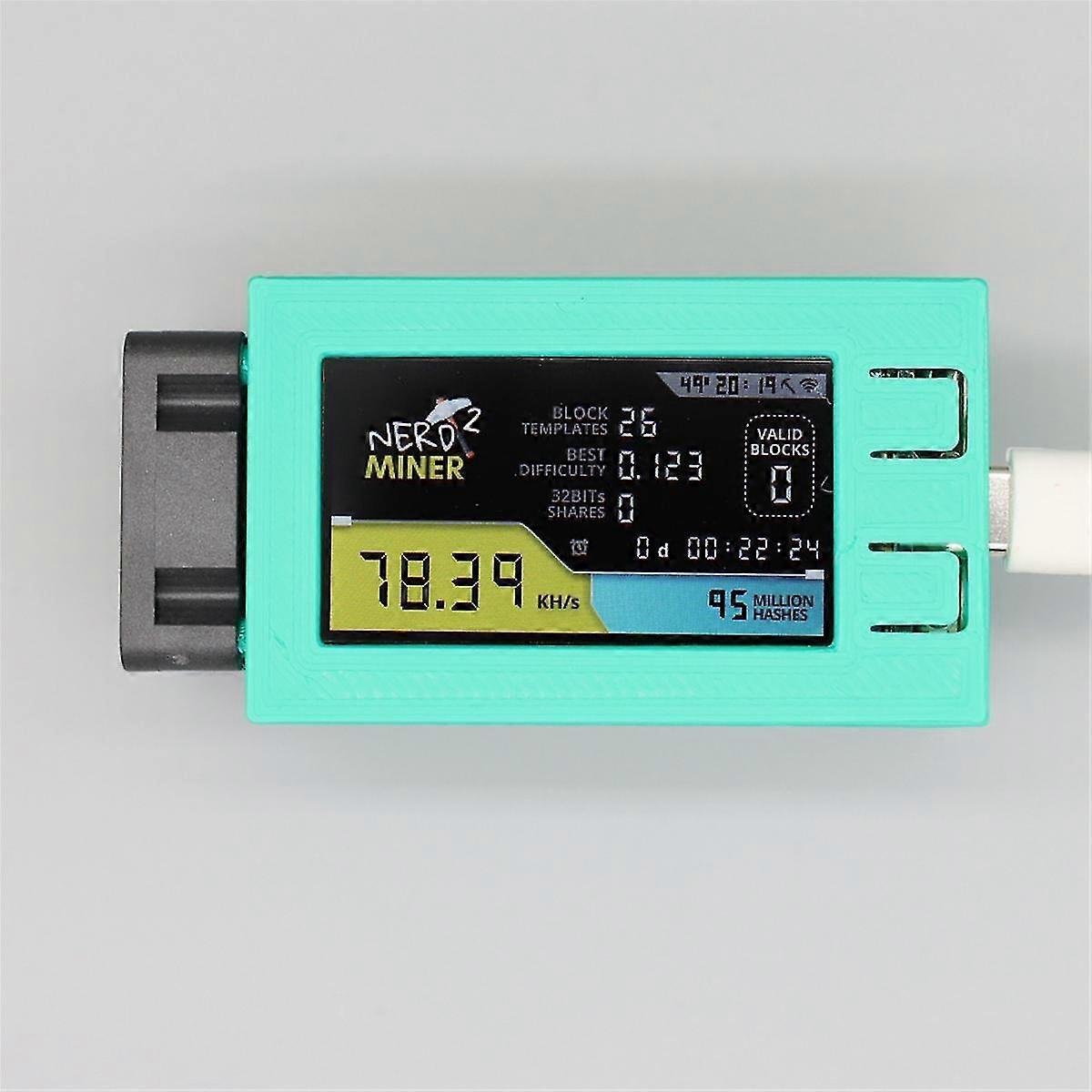 Nerdminer V2 Pro 78KH/S Mini Bitcoin Miner met Behuizing met Ventilator 5W Power BTC Solo Mining Machine