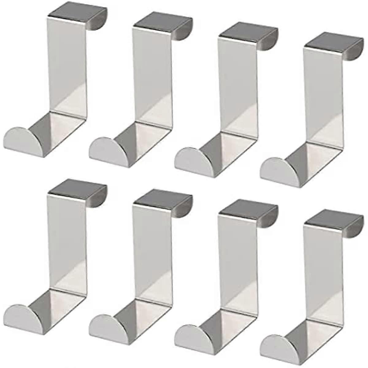 Over Cabinet Door Hooks Stainless Steel Reversible Hooks Heavy Duty Z-Shaped Over Cupboard and Drawer Hooks Metal Hanging Hooks for Standard Door and