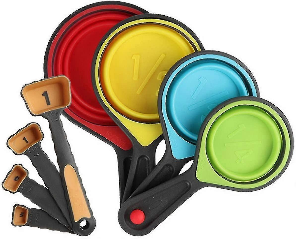 Folding Silicone Creative Measuring And Spoons Set 8 Piece Portable Markings