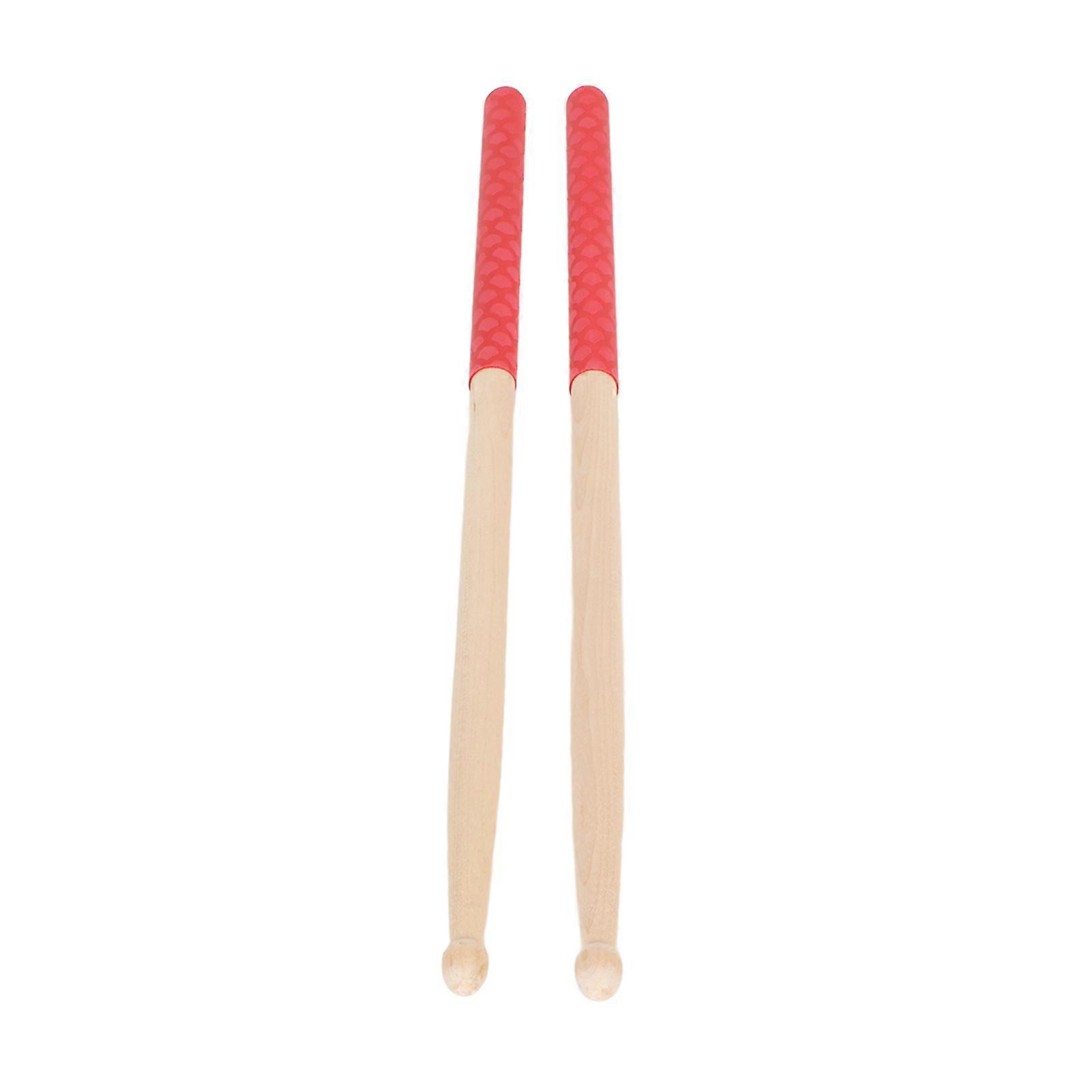 5A Drum Sticks for Adults Kids Beginners Maple Wood Tip Drumsticks with Anti Slip Rubber Handle for Musical Instrument Accessories Red Fish Scale Patt