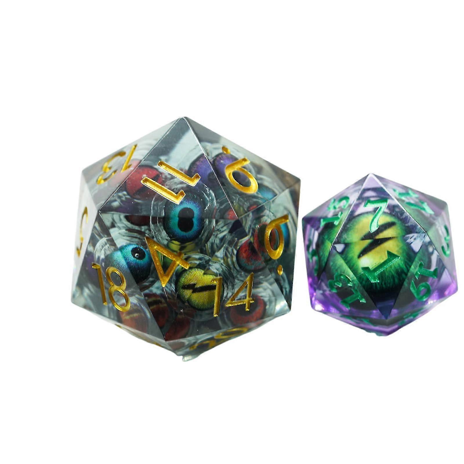 Eyeball Liquid Core Dice Set D&D 33mm Extra Large D20 Single Sharp Edge Resin Dice with Gift Box, Role Playing Game Polyhedral Dice -GSL