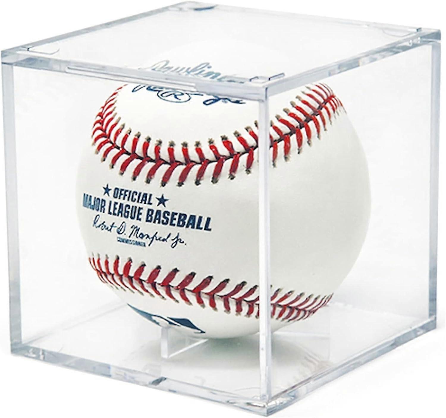 Baseball Display Case - UV Protected Acrylic Cube Baseball Holder (Clear Box)