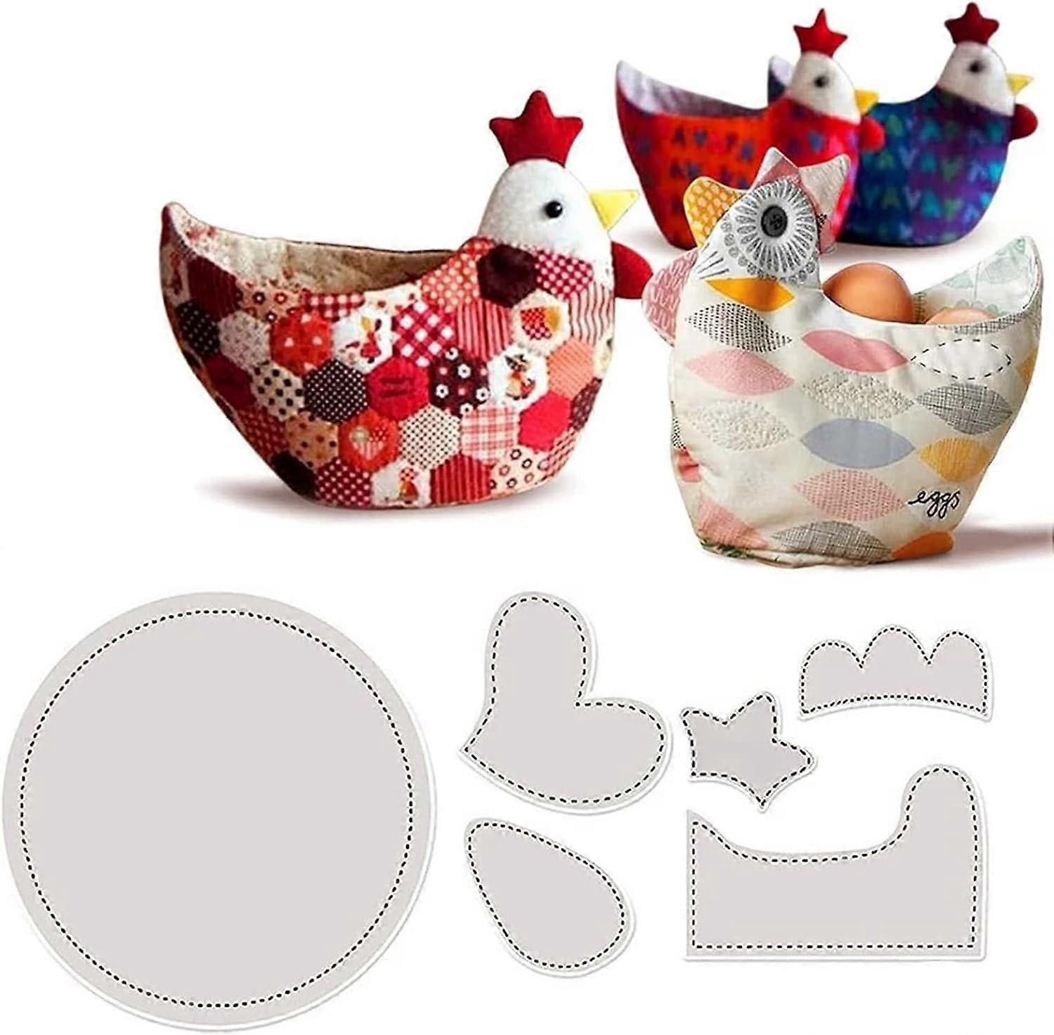 Hen Shape Bowl Cozy Pattern Template, Easter Chicken Basket Template Set, Chicken Basket DIY Template Set, Acrylic 6 Pack Quilting Template for Sewing
