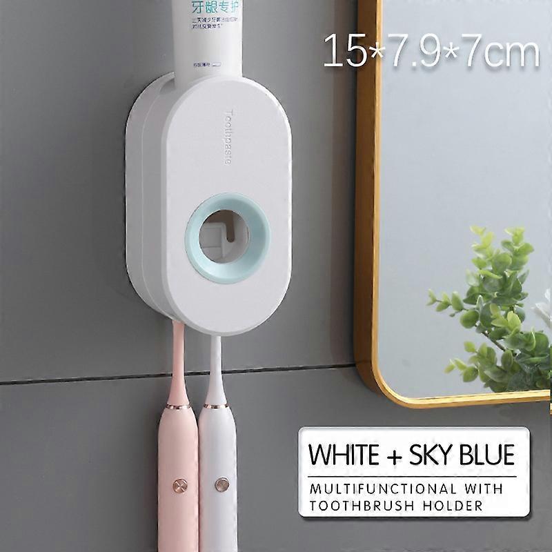 Automatic Toothpaste Dispenser Dust-proof Toothbrush Holder Wall Mount Stand Toothpaste Squeezer  Bathroom Storage Accessories