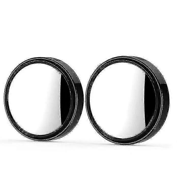 2pcs Car Rearview Mirror Small Round Mirror 360 Degree Adjustable Ultra Clear Mirror Blind Spot Mirror-[hd Press] Black